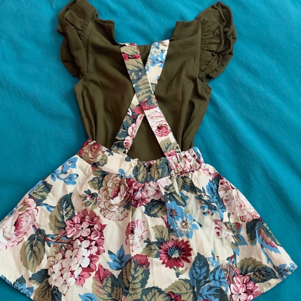 12-18m adorable 3 piece overalls dress set